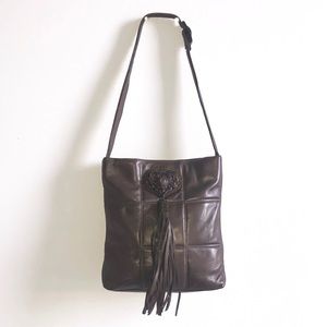 Vintage Leather Shoulder Bag with Embellishments